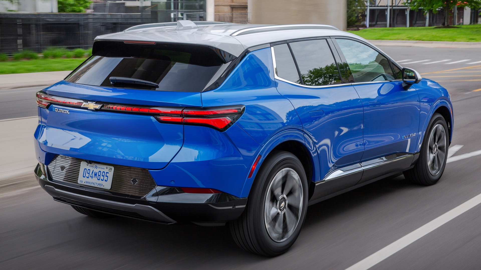 Front view of the 2025 Chevy Equinox EV all-wheel-drive model, showcasing its sleek design and electric features.
