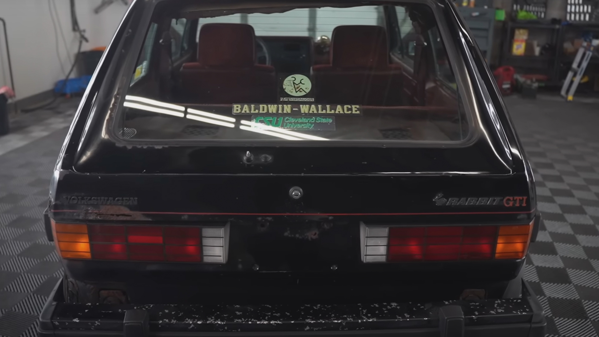 Interior of the 1983 Mk1 Volkswagen GTI transformed from moldy to nearly new