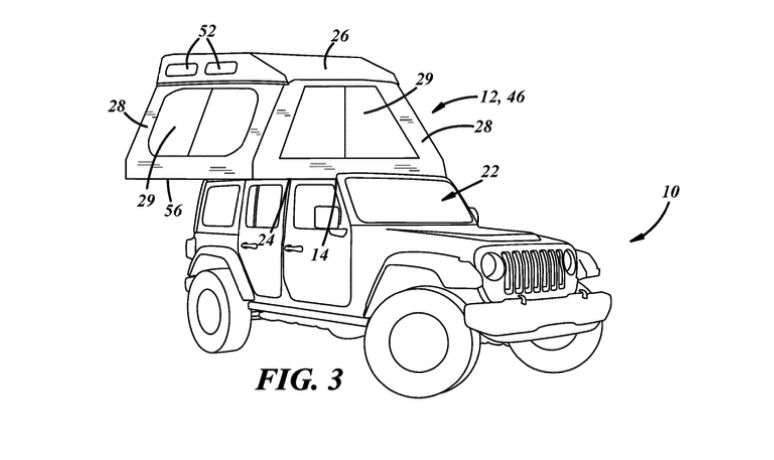 Jeep Patent USPTO Jeep Wrangler rooftop tent patent design