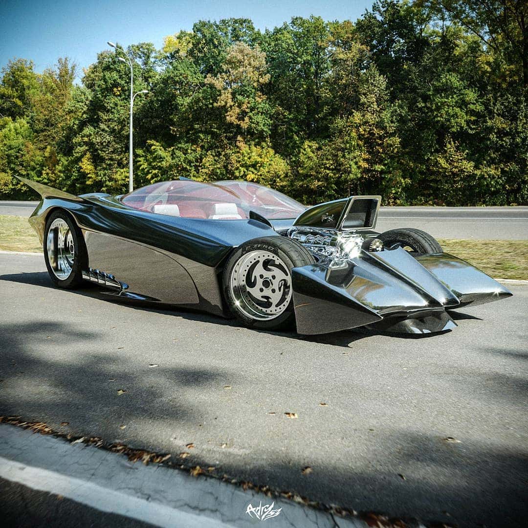 Cosmic Vampyr: 1969 Camaro Reimagined as Batmobile Fighter Jet